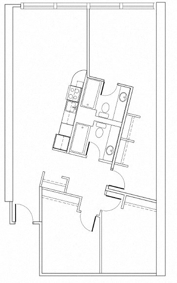 Floor plan for 3 beds, 2 baths, 1210 sqft